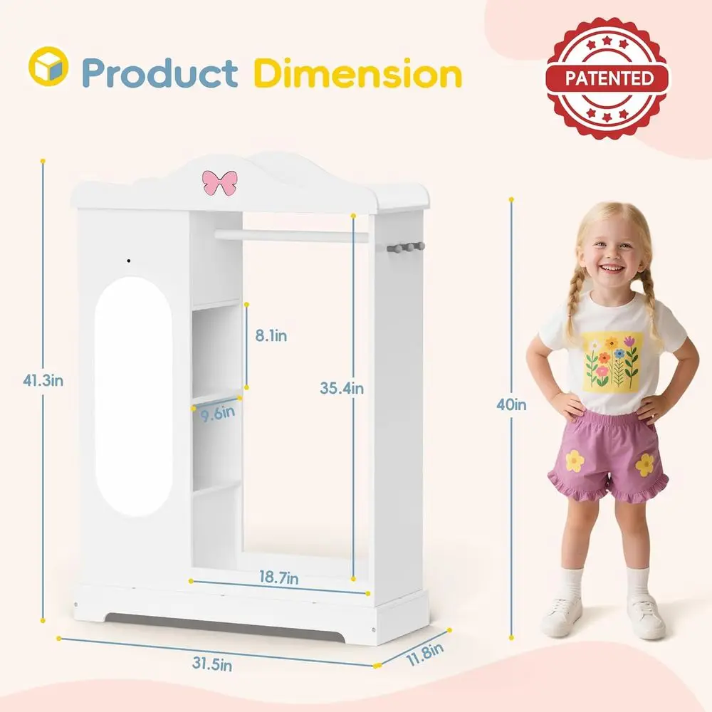 Armadio con armadietto per gioielli, portaoggetti per vestire con ripiani, organizer per costumi Wardrode con specchio a figura intera, armadio con bracciolo