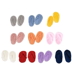 2 Pcs/Set Crochet Slippers Photography Props for 0-2 Month Babies Flip-flops