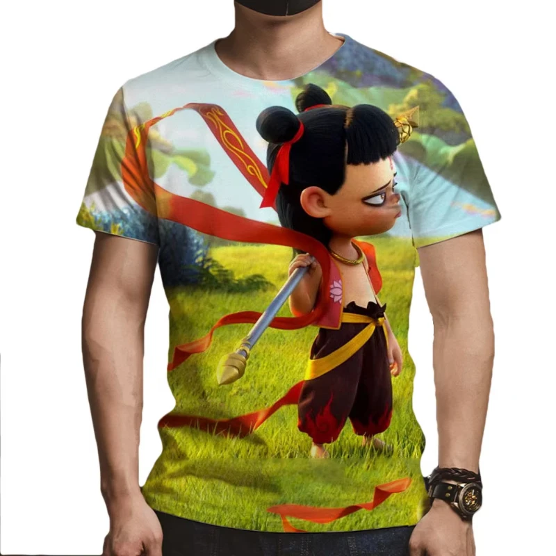 2025 New Movie Ne Zha 2 3D Print T-Shirt Men Women Streetwear Summer Casual Short Sleeve Tops Trendy Crew Neck Kids Tees Tops