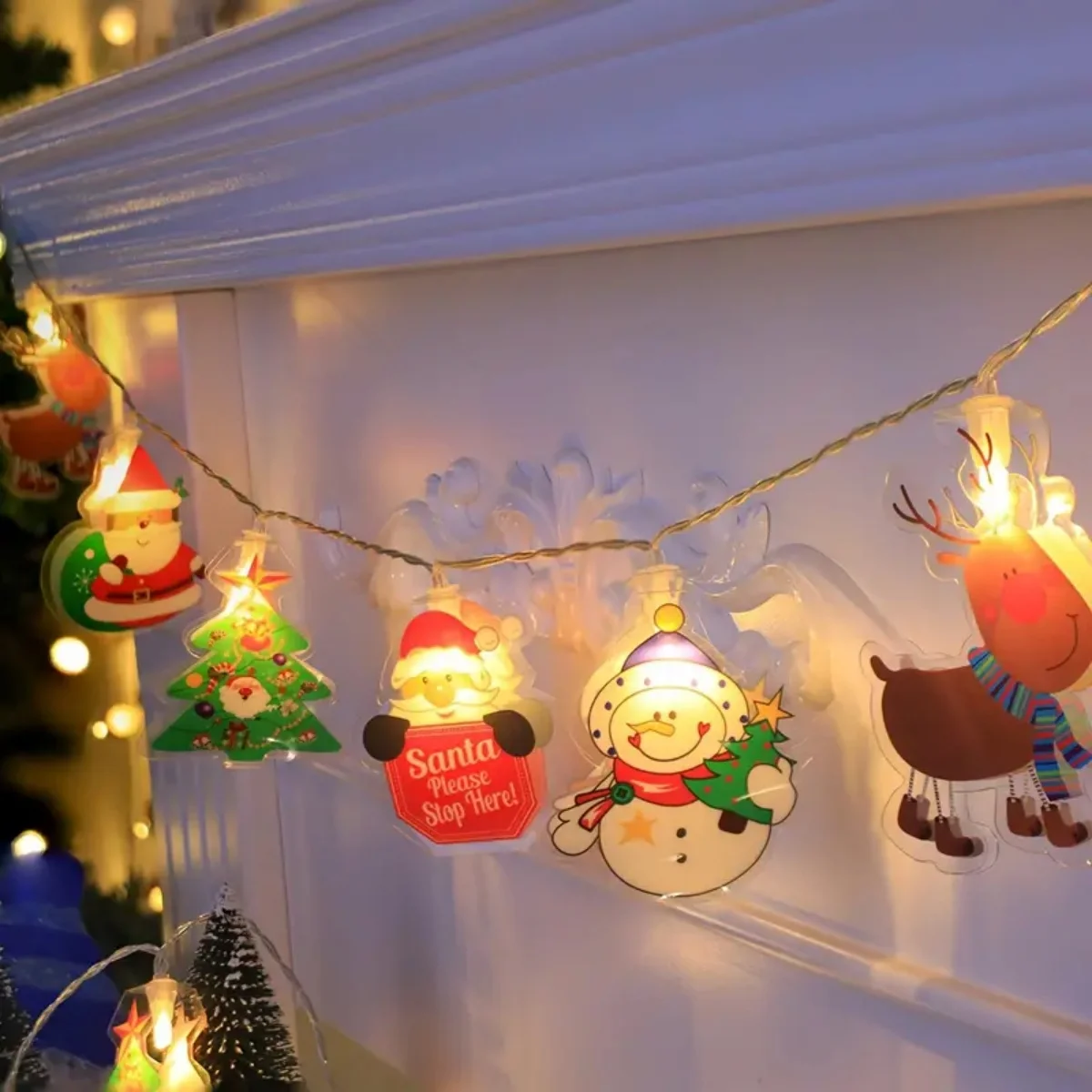 أضواء LED مع سانتا كلوز ، شجرة عيد الميلاد ، رجل الثلج ، مزيج الرنة ، مصباح معلق للعطلات ، 1: 10 ، 20