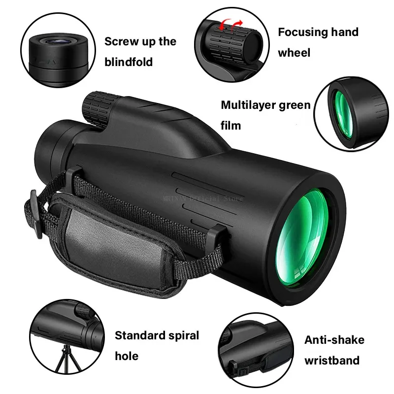 1pcs Single Barrel Telescope 12x50 Zoom HD Bak4 Portable Powerful Long Range Professional Telescope Monocular Hunting Camping