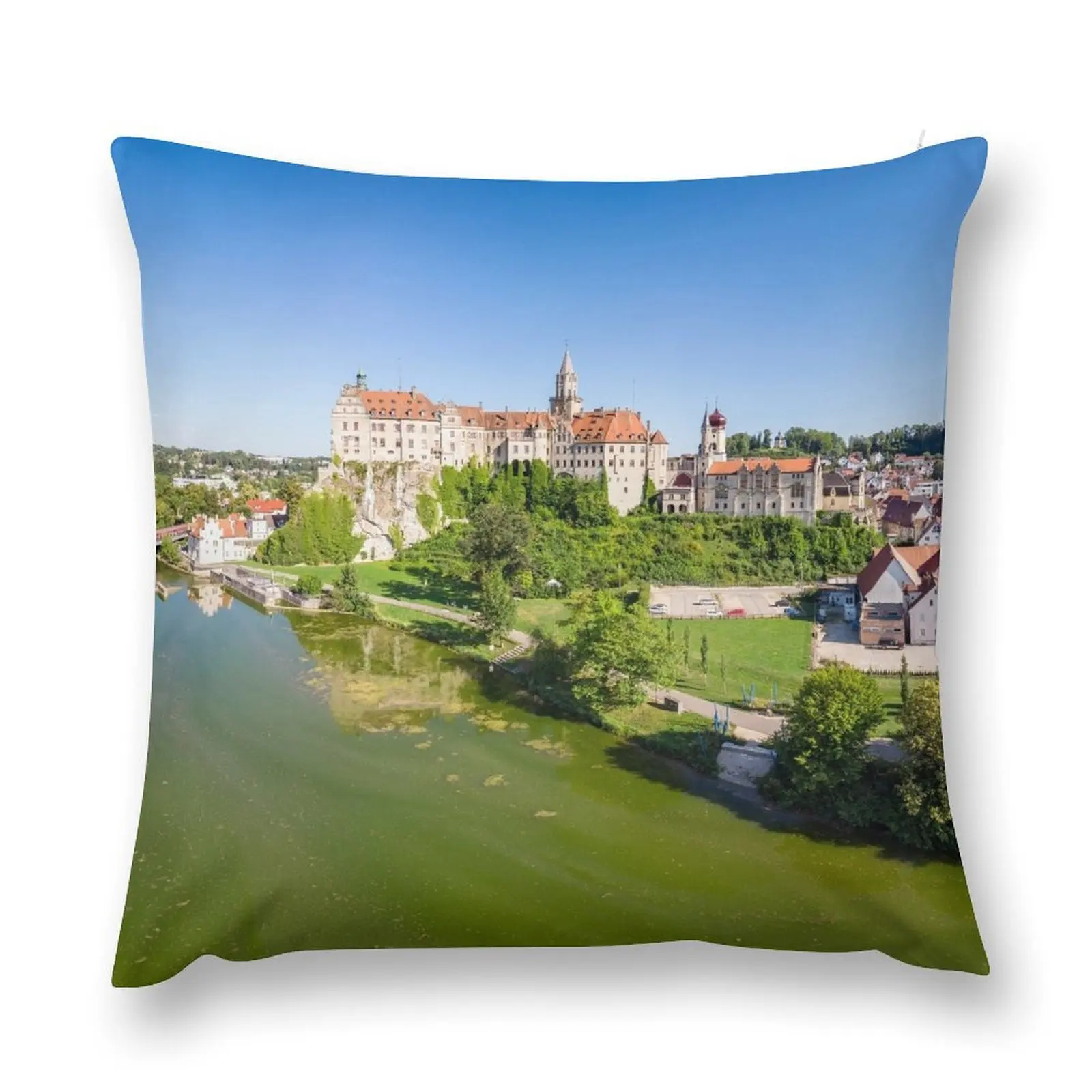 

360° Aerial View Panorama of Sigmaringen with Castle Throw Pillow Christmas Pillows sleeping pillows pillow