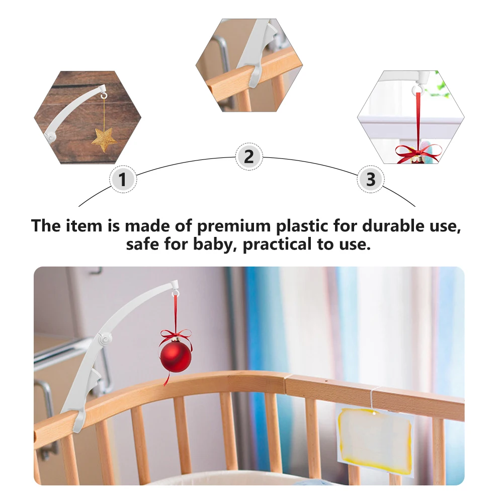 

2pcs Crib Baby Crib Mobile Holder For Nursery Room Decoration Durable Safe Plastic Baby Bed Mobile Creative Music Bell Holder