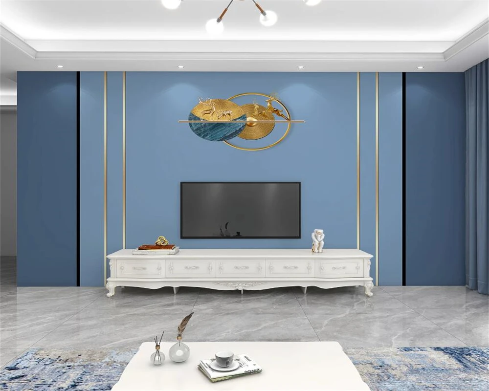 beibehang Customized TV background, modern and minimalist living room lines, high-end film and television wallpaper