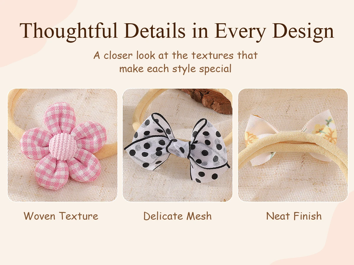 BABY BOWS 10 Teile/satz Spitze Blume Bögen Stirnband Baby Mädchen Leder Bowknot Nylon Elastische Haarband Neugeborenen Samt Haar Zubehör – Detail 3