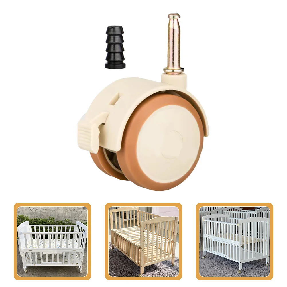 4 Pcs Crib Wheels Baby Cot Casters Child Swivel Sockets Universal Silent Furniture Mounting Cart Pu Rubber Coating
