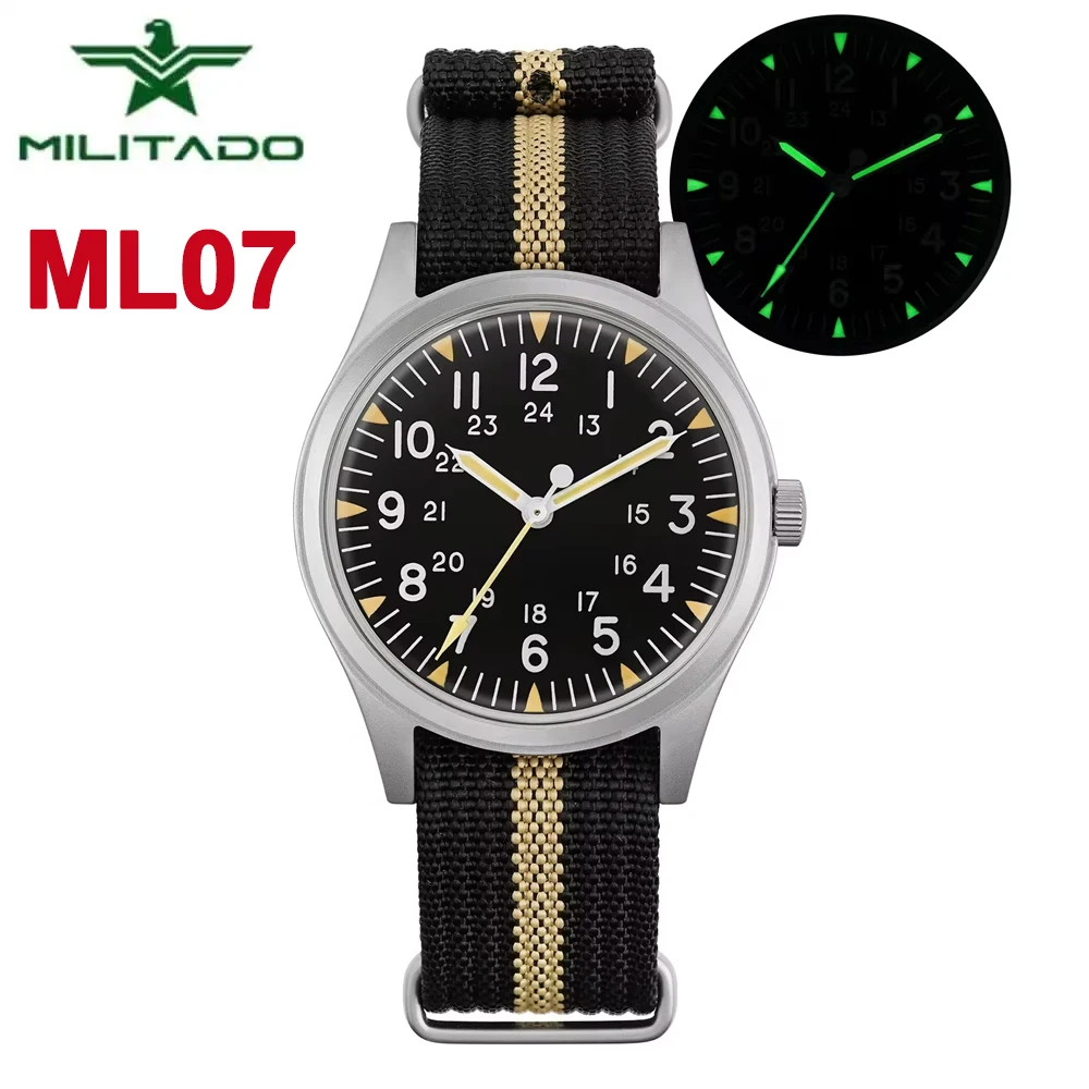 Militado ML07 36mm Quartz Watch VH31 Movement Watches Domed Bubble K1 Crystal  AR Coating Luminous 100m Waterproof Watches