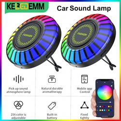 App Control Car Music Rhythm Lamp RGB LED Strip Sound Control Voice Rhythm Atmosphere Light Car Air Freshener 256 Colors Option