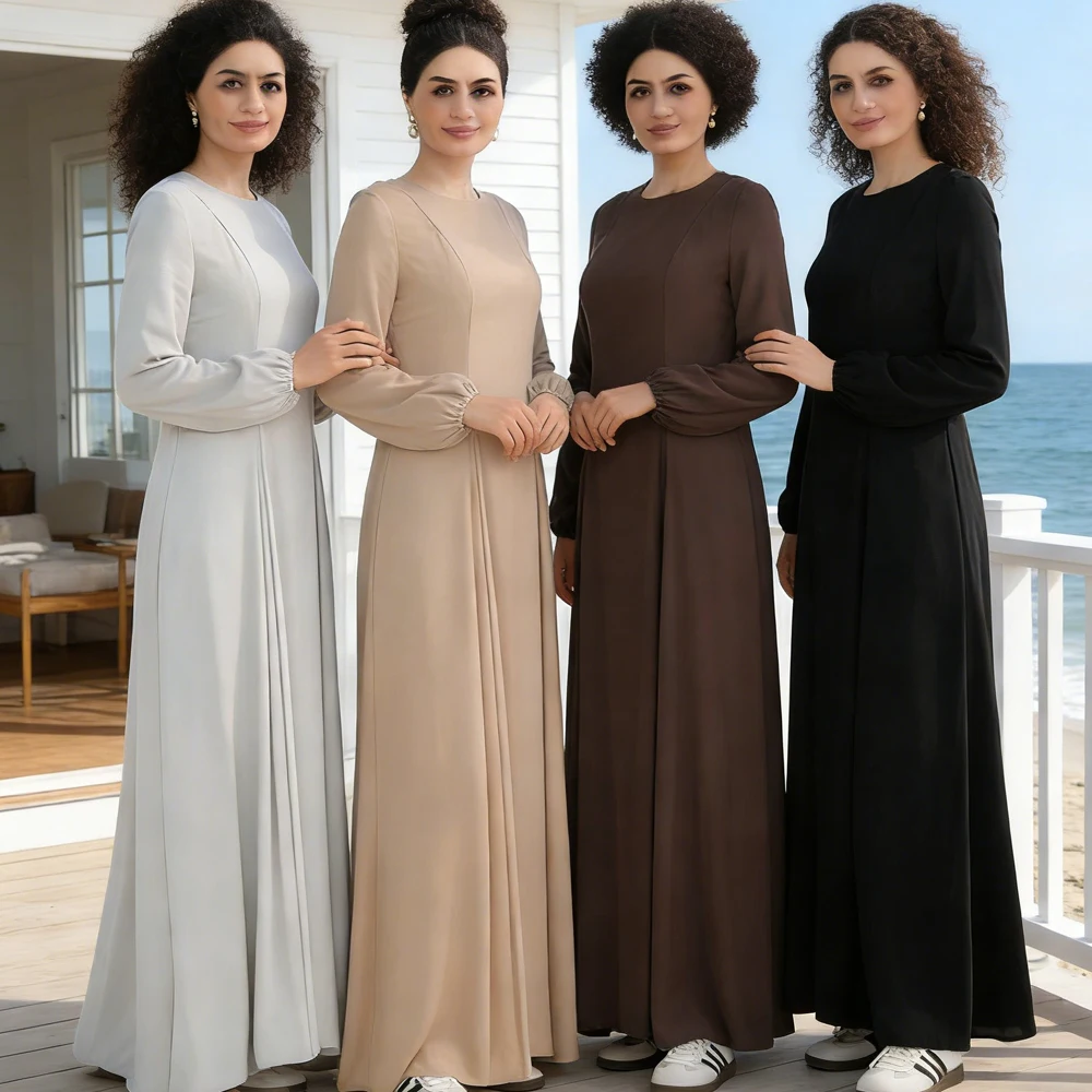 

Abaya Women Maxi Dress Islamic Clothing Long Sleeve Big Hem Modest Abayas Femme Musulmane Vestidos Eid Muslim Dresses Jalabiya