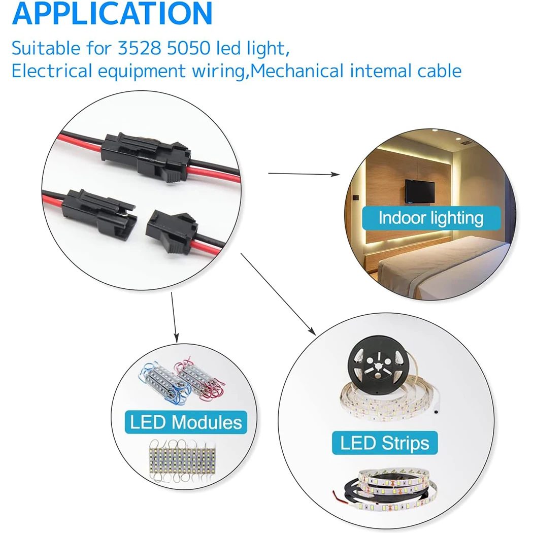 10 أزواج JST SM 2 دبابيس التوصيل الذكور والإناث سلك موصل سلك موصل كابل ضفيرة التوصيل لشريط LED ضوء الشريط مصباح