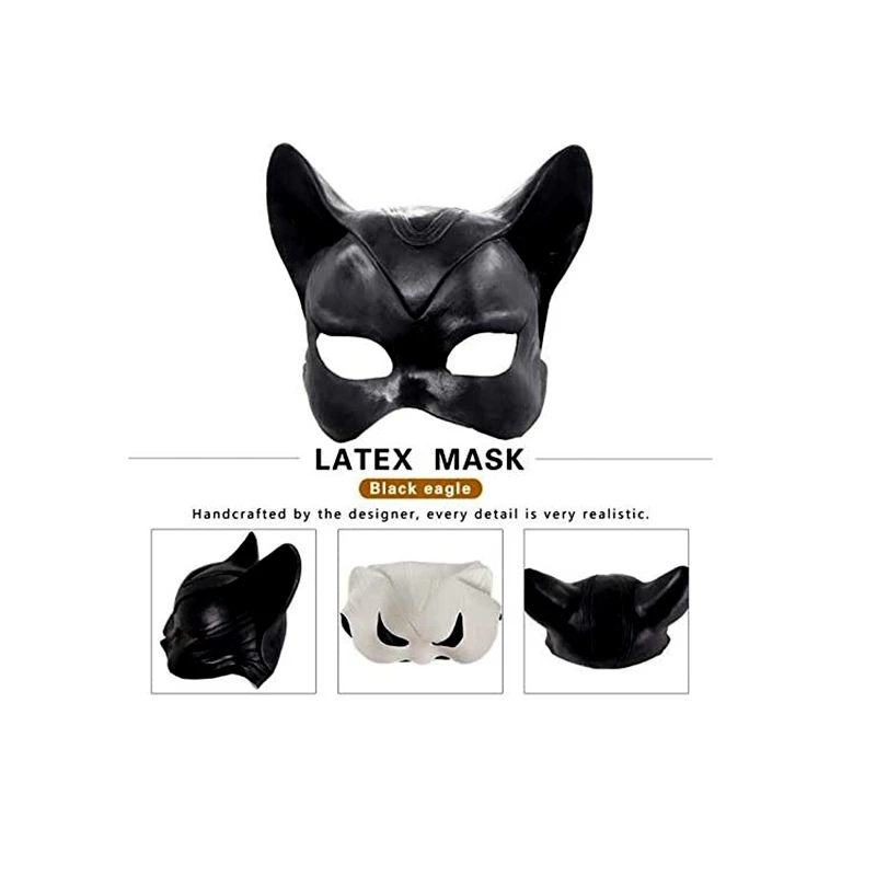 Novo item máscara festa halloween desempenho cosplay prop coelho menina fone de ouvido halloween catwoman meia face maquiagem bola máscara de látex