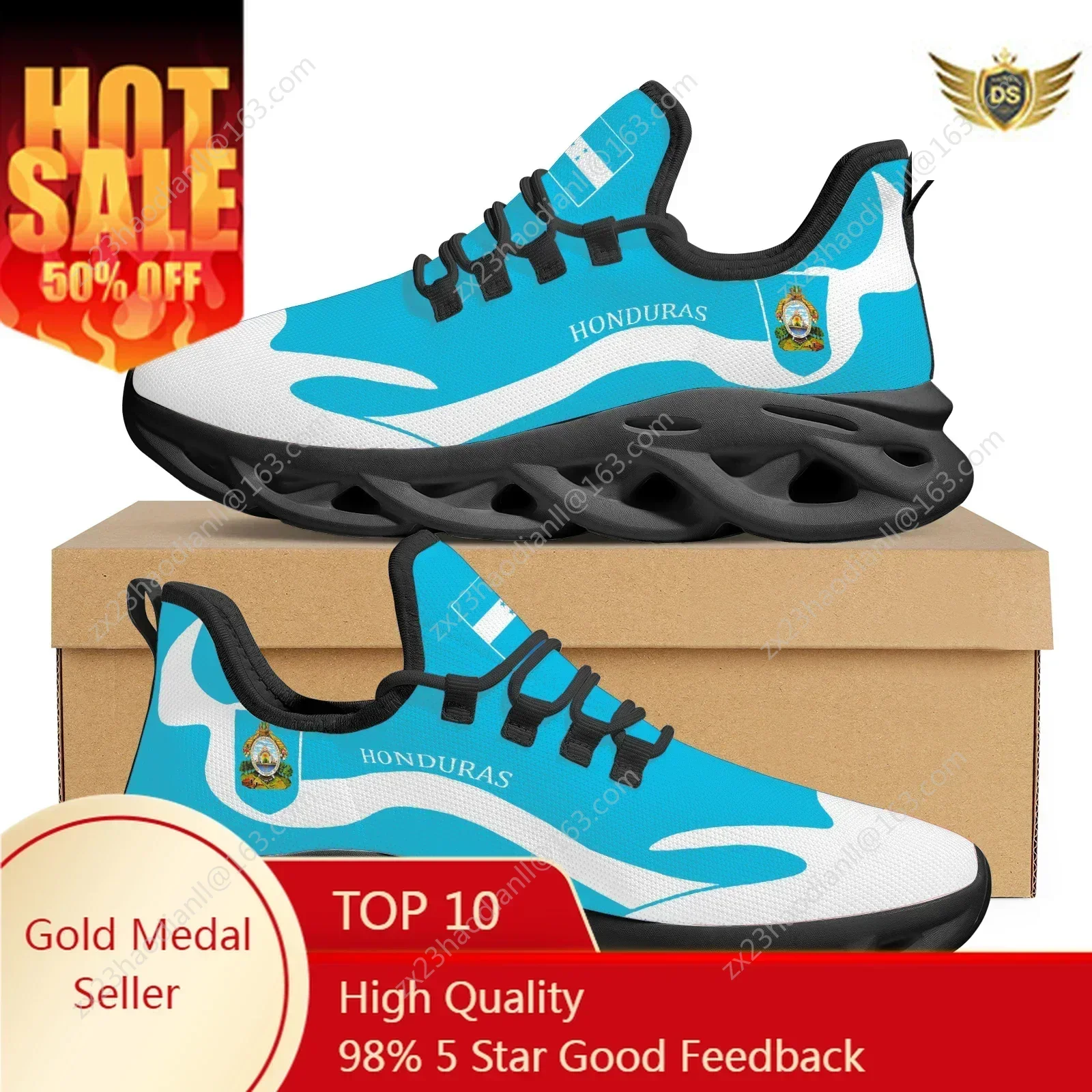 

Creative Honduras Flag Printed Lace-up Shoes Hot Sale Comfortable Non-slip Basketball Shoes Summer Lightweight Men Flat Sneakers