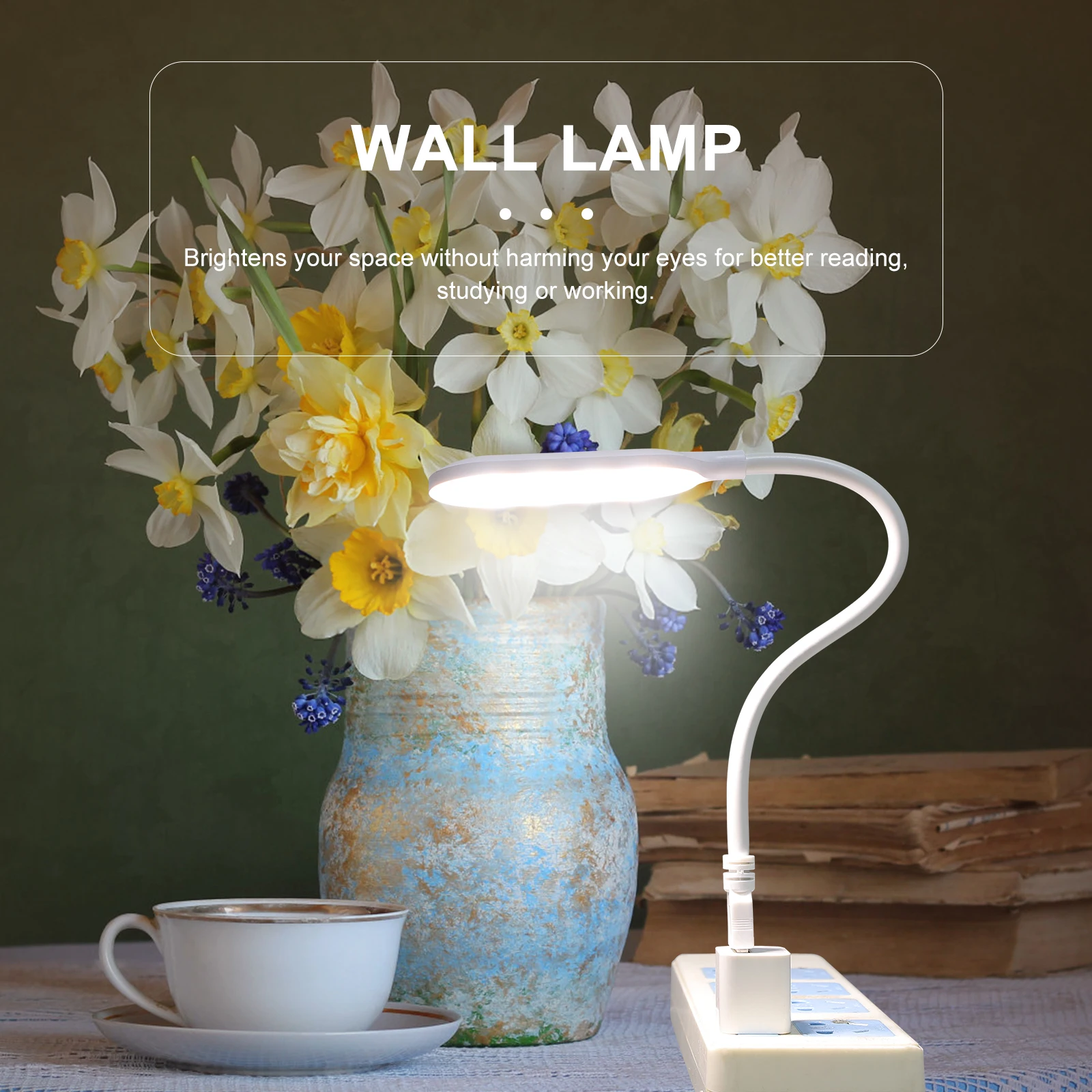 

USB Gooseneck Reading Lamp Copper Flexible Bedside Light for Desk Laptop Bedroom Study Night Table Small Night Light