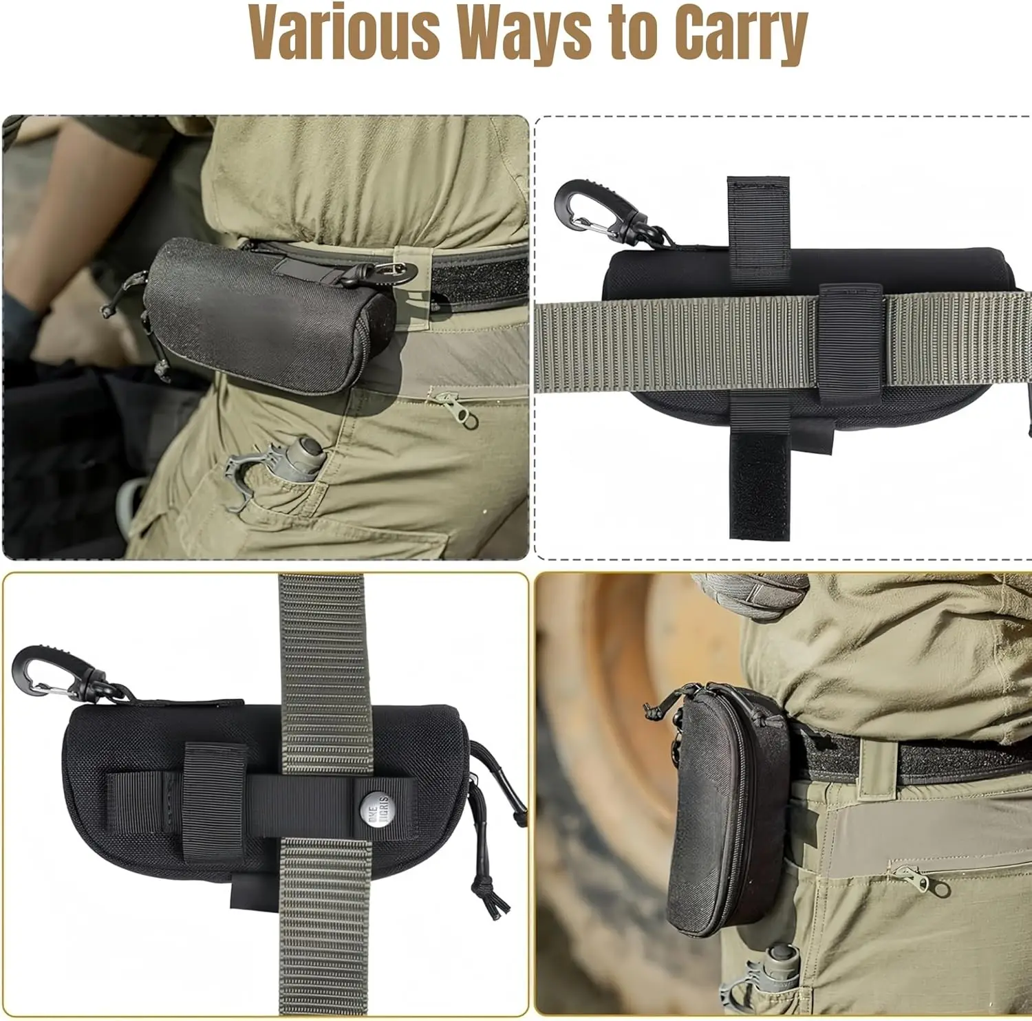 Taktisches MOLLE-Brillenetui, stoßfeste Schutzhülle, tragbares Etui mit Gürtelclip – Detail 6