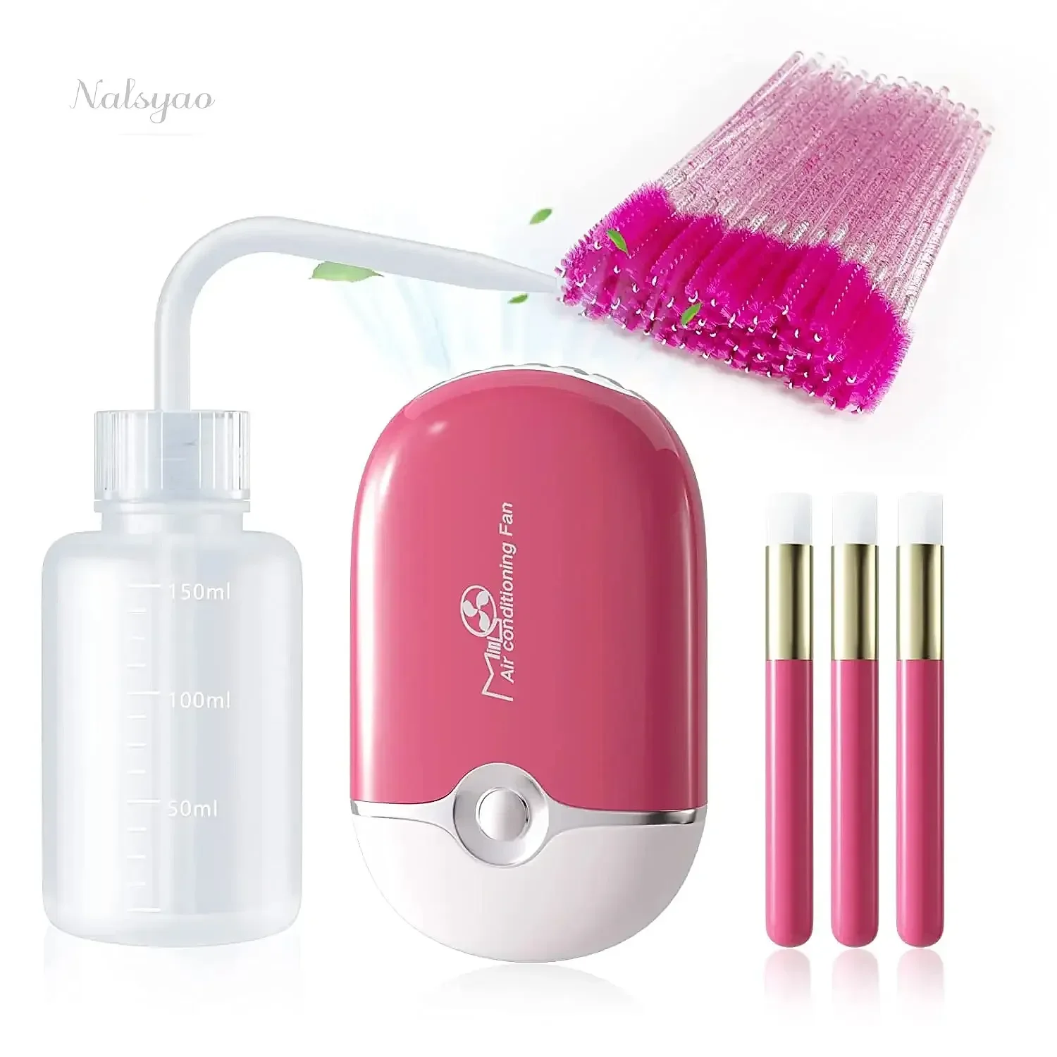 Lash Fan Eyelash Extension Mini Portable USB Dryer Shampoo Brush Mascara Brushes Plastic Wash Bottle Kit