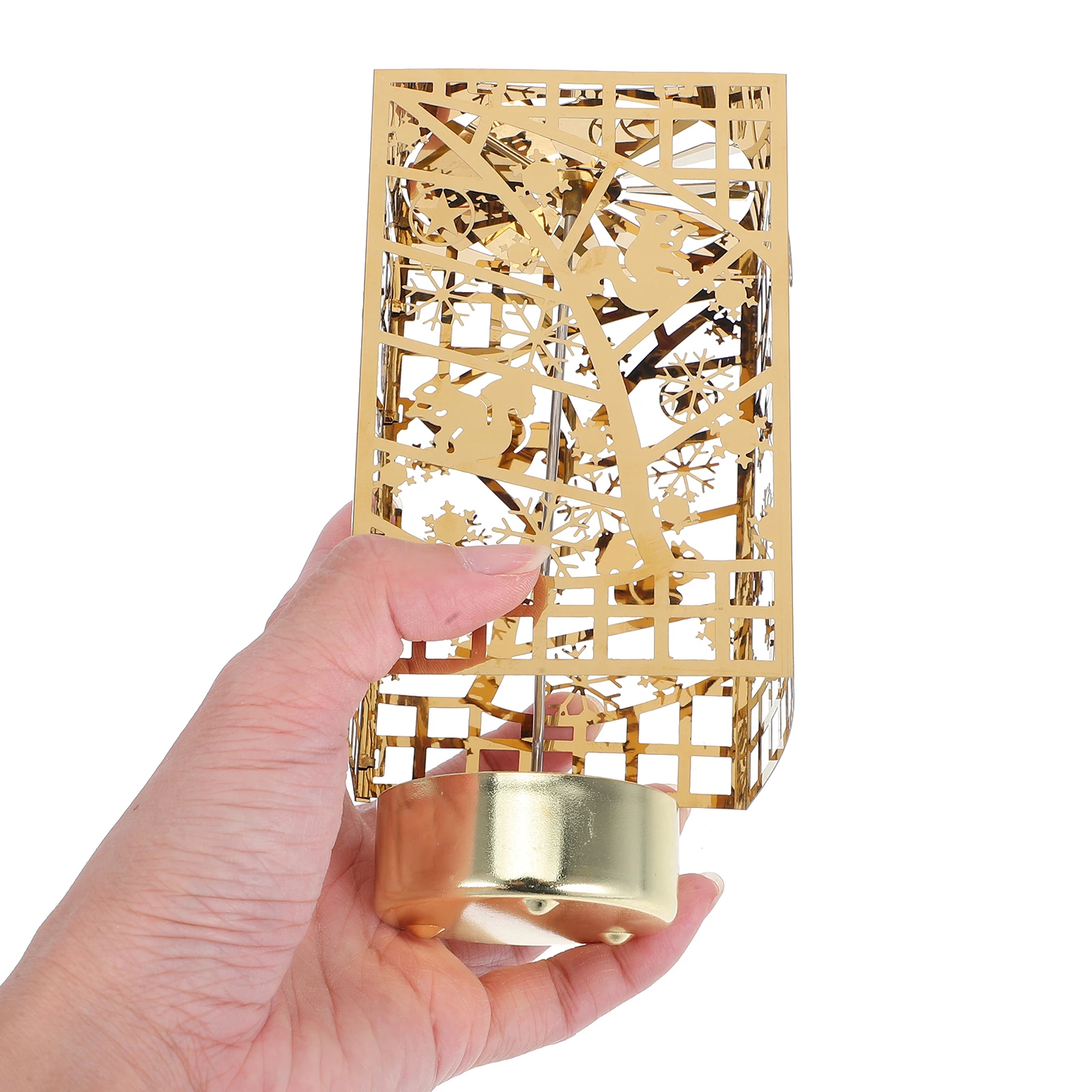 

European Rotating Christmas Holder Elegant Tea Light Candlestick for Holiday Table Decor Festive Desktop Ornament