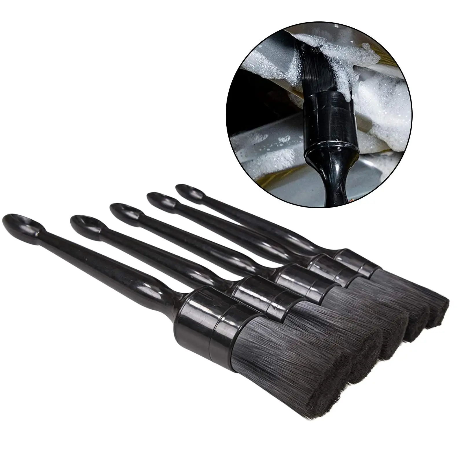 Multi Purpose Detailing Brush Synthetic Fiber Car Cleaning Kit Automotive Tools Set for Interior and Exterior