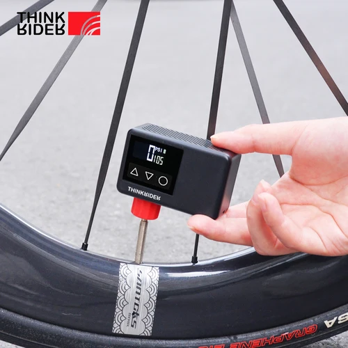 Imagen 1 del producto ThinkRider 120 PSI bicicleta de bolsillo portátil bomba de aire eléctrica MINI inflador de neumáticos para bicicleta pantalla de calibre Digital