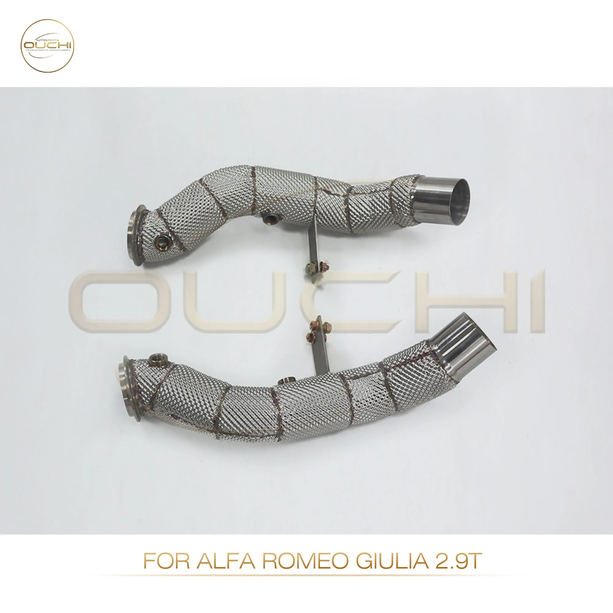 OUCHI Exhaust System Stainless Steel Performance Downpipe for Alfa Romeo Giulia Stelvio 2.9T With Heat Shield Pipe