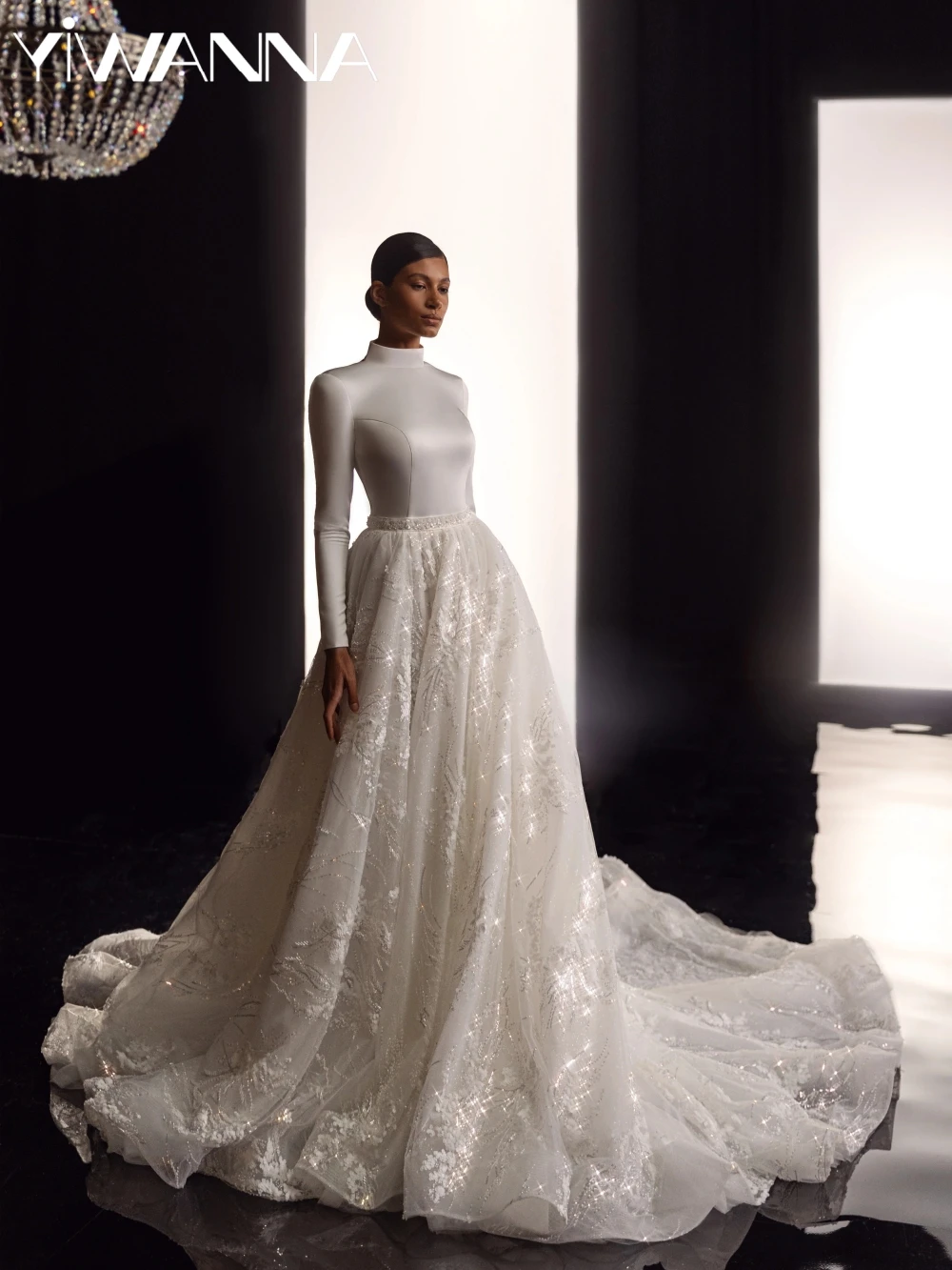 

Luxury Sequined Beads A-line Long Wedding Dress Open Back High Collar Bridal Gown 2026 New Customized Dreamy Dresses For Bride