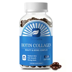 BEWORTHS Collagen and Biotin Capsules Biotin for Hair Growth Healthy Nails &Skin Hair Farming Supplement Beauty Health Skin Care