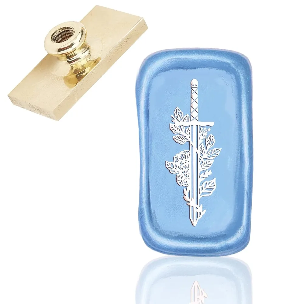 Сменная головка сургучной печати с цветами и мечом, винтажная сургучная печать, квадратные головки только без ручки для конвертов с буквами Сменная головка сургучной печати с цветами и мечом, винтажная сургучная печать, квадратные головки только без ручки для конвертов с буквами