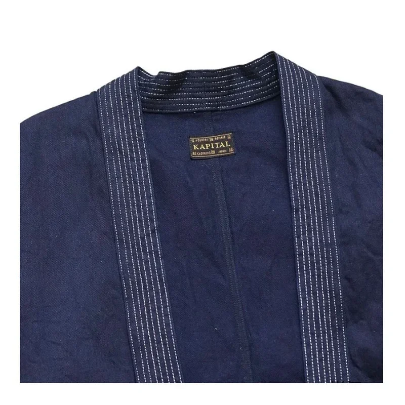 24AW KAPITAL Hirata e Hongri Giacca da uomo a maniche lunghe allentata casual con ricamo stile giapponese retrò blu