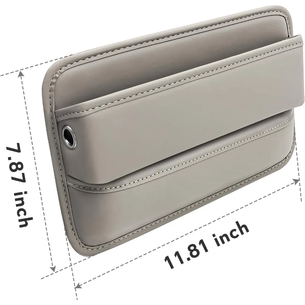 صندوق تخزين حشو فجوة مقعد السيارة للعناصر الصغيرة، إدراجات منظم من الجلد الفاخر بين مقعد السيارة ومساحة وحدة التحكم (رمادي) #4