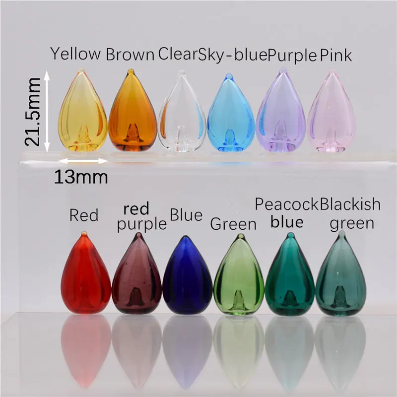 2pcs Water Droplet Shape Glass Diffuser Perfume Refillable Handmade Essential Oil Aromatherapy Bottle Jewelry Glass Pendant