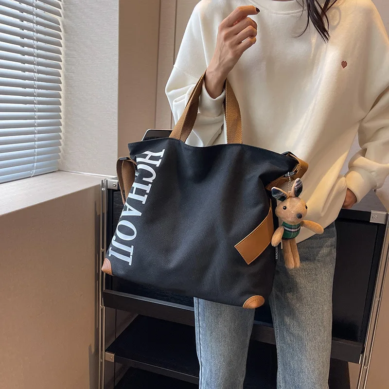 

2026SS Japanese Single Shoulder Canvas Women's Bag, Mommy Bag, Casual Tote Bag, Commuting Large Capacity Hand-held Crossbody Bag