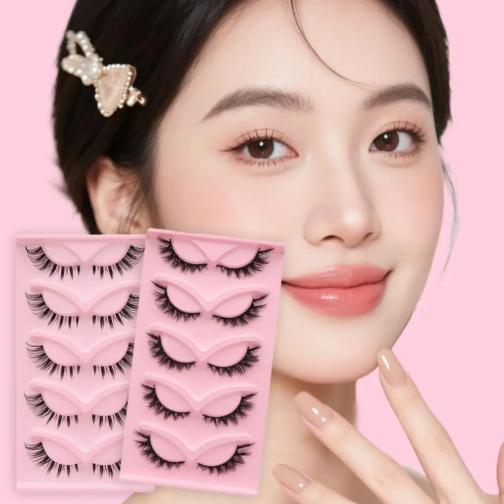 하프 아이 래쉬즈 캣 아이 래쉬즈 5쌍 인조 속눈썹 부드럽고 자연스러운 컬리 플러피 인조 속눈썹 두꺼운 O1A5