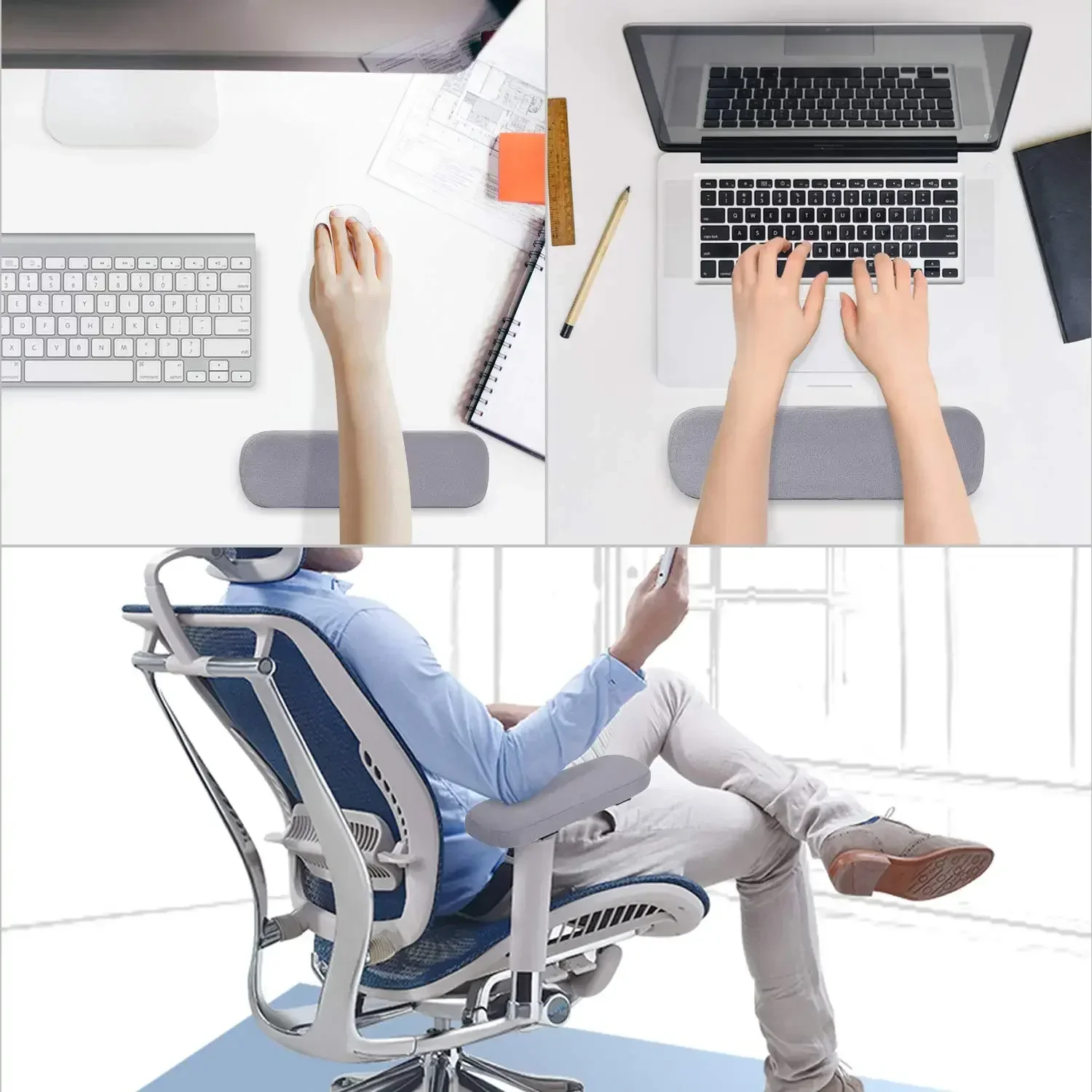 2 قطعة وسادة مسند الذراع الناعمة رغوة الذاكرة كرسي المنزل/المكتب مسند الذراع يغطي وسادة الكوع ألعاب الكمبيوتر ، قابل للإزالة وقابل للغسل