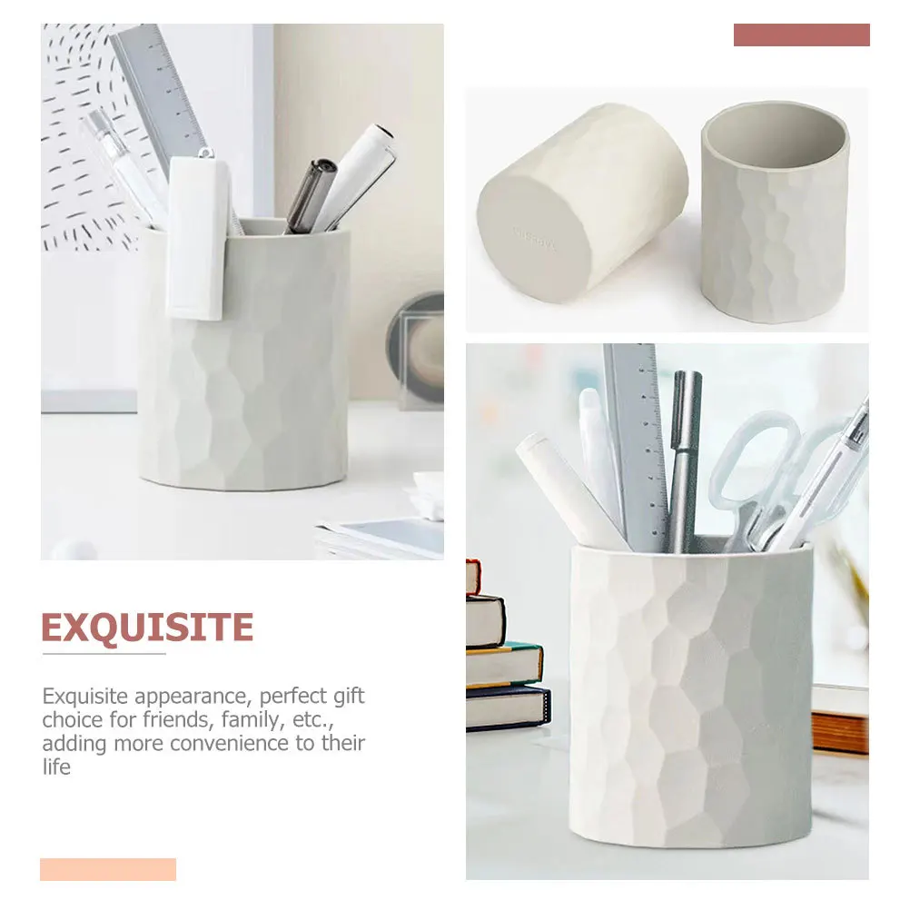 

Silicone Pen Holder White Large Capacity Smooth Surface Stationery Organizer for Home Office Student Pen Storage Box