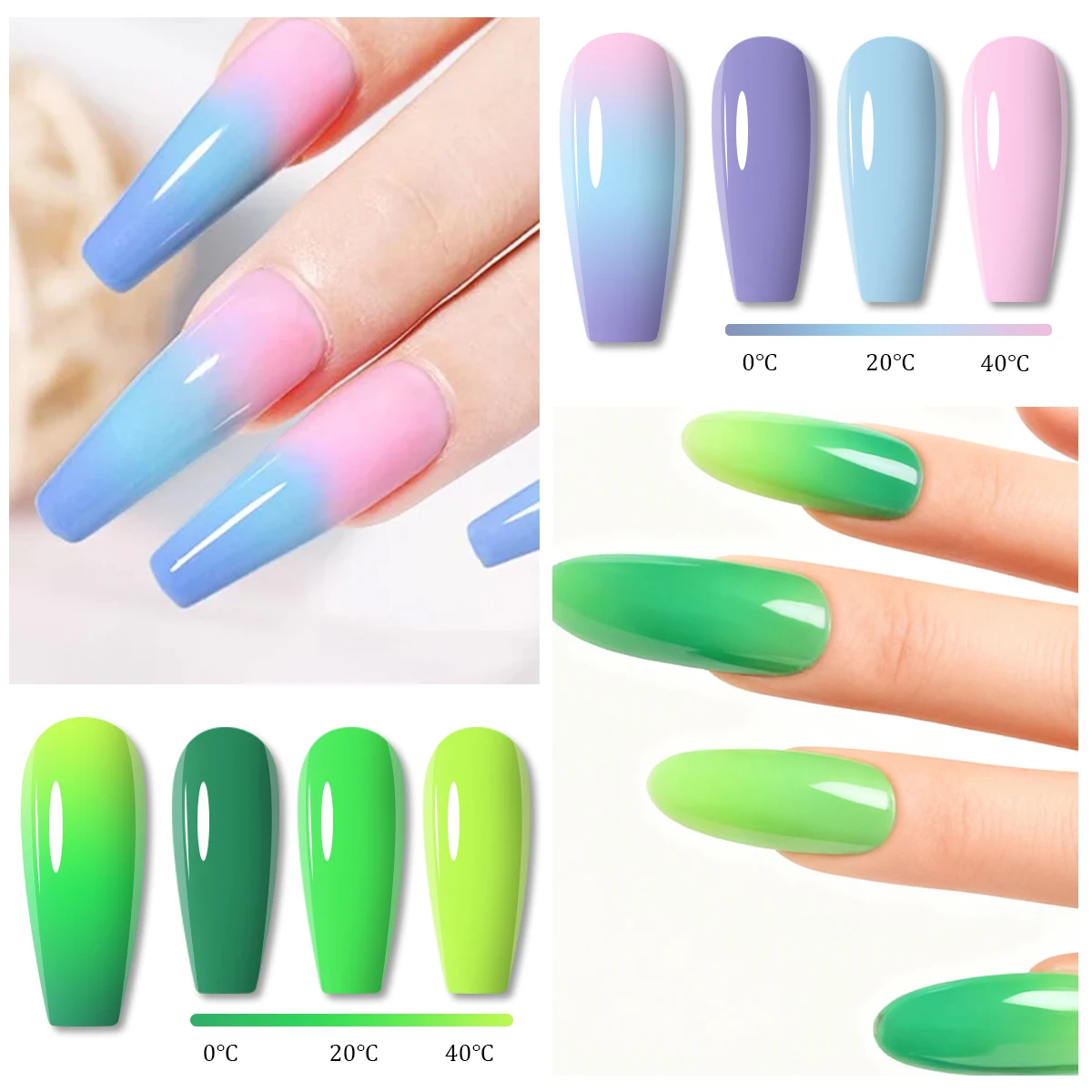 Faandin 3 pezzi/set 7ml*3 pezzi, l'effetto di rivestimento spesso è migliore per i cambiamenti di temperatura, set di smalti per unghie in gel che cambiano colore, regalo perfetto per il regalo, non sbiadisce, facile da applicare e rimuovere