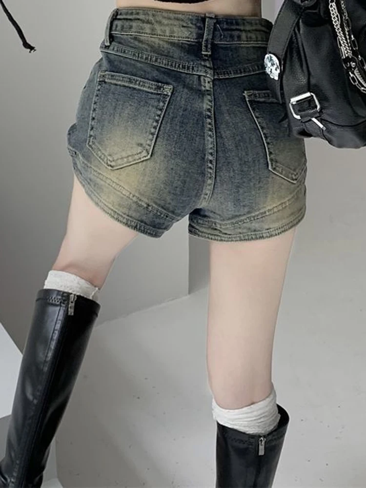 Summer Girls Vintage Denim Wide Leg Shorts Lady High Waist Short Pants Female Blue Korean Style Fashion Robin Jeans Large Size