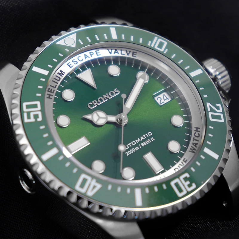 Cronos Automatic Diving Watch Stainless Steel 2000 Meters Water Resistance Professional Diver NH35 L6009M
