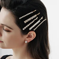5PK/Set Rhinestone One Word Hair Clip Simple Everyday Hair Pins for Women and Girls Fashion Jewelry Hair Accessories