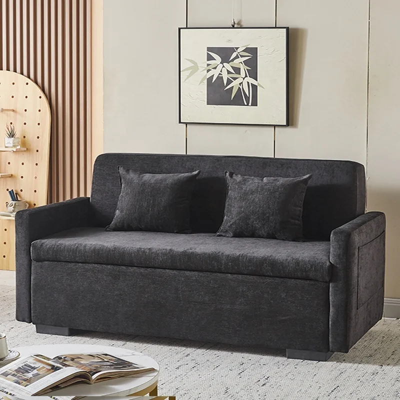 #Double Seater Modern Simple Reclining Storage Sofa Bed Small Apartment Balcony Chenille Fabric Not Easy Get Dirty Dual-use Sofa