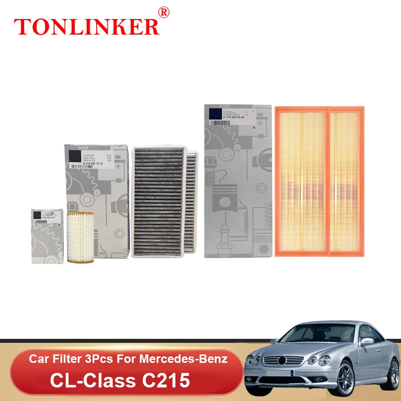 

TONLINKER Cabin Air Filter Oil Filter For Mercedes Benz CL-Class CL215 2000-2006 CL500 CL600 CL55AMG CL65AMG AT Car Accessories