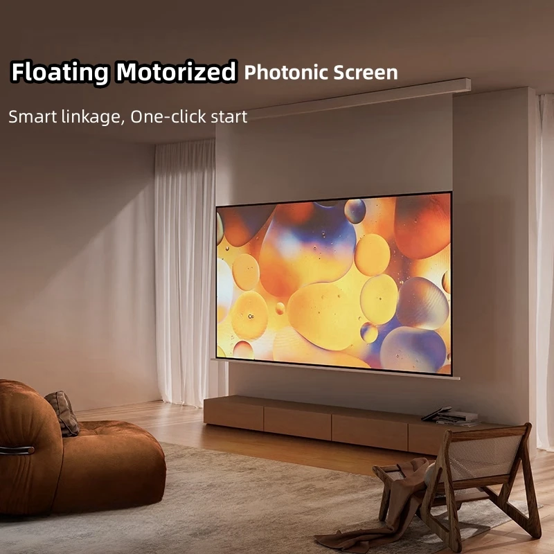 Home Cinema Motorised Photonic Photon Projector Screen With Trigger/App/Voice Controls Adapt For Three Colors Laser Projection