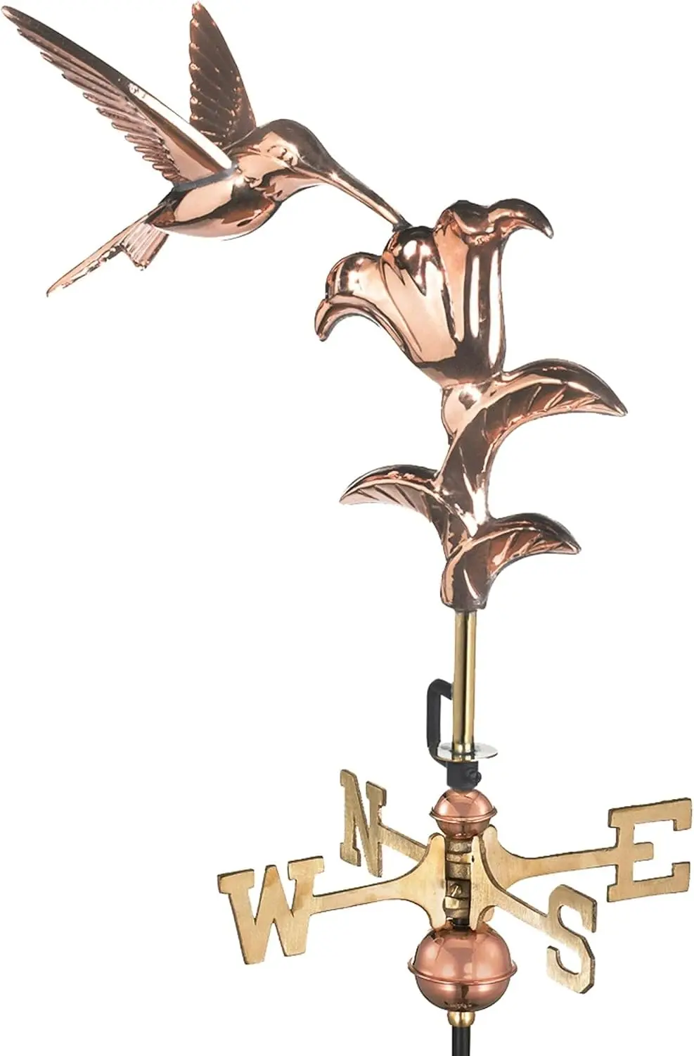 Polished Copper Hummingbird Rooftop Weathervane Handcrafted Accent
