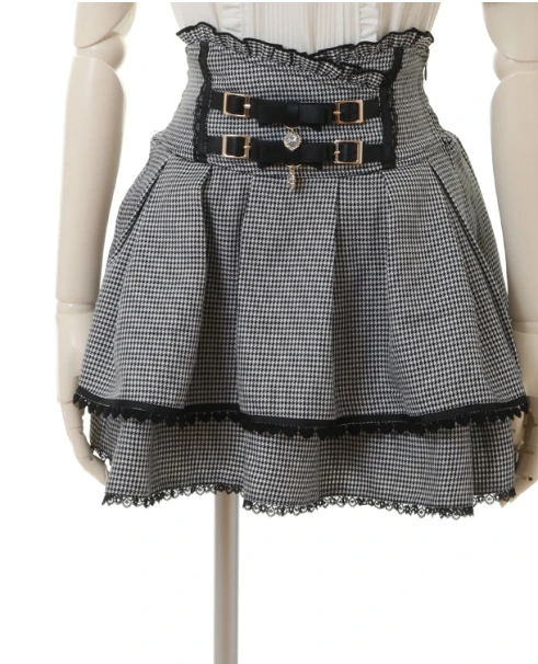 Jirai Kei Outfit Japan-Stil Hosenrock Culottes Hohe Taille Miniröcke Schleife Lolita Design Y2K Süße japanische Dame Anime-Stil