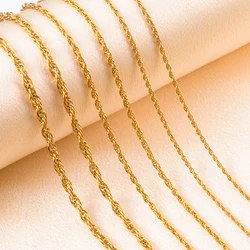 2023 New Style Stainless Steel Twisted Curb Rope Chain Necklace Gold Color Width 1.8mm/2.3mm/3.5mmm For Women Men's Jewelry Gift