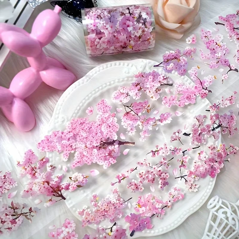 

Pink floral Sakura PET washi tape Stickers Pink Flower Scrapbooking Planner Journal DIY Card Making Materials