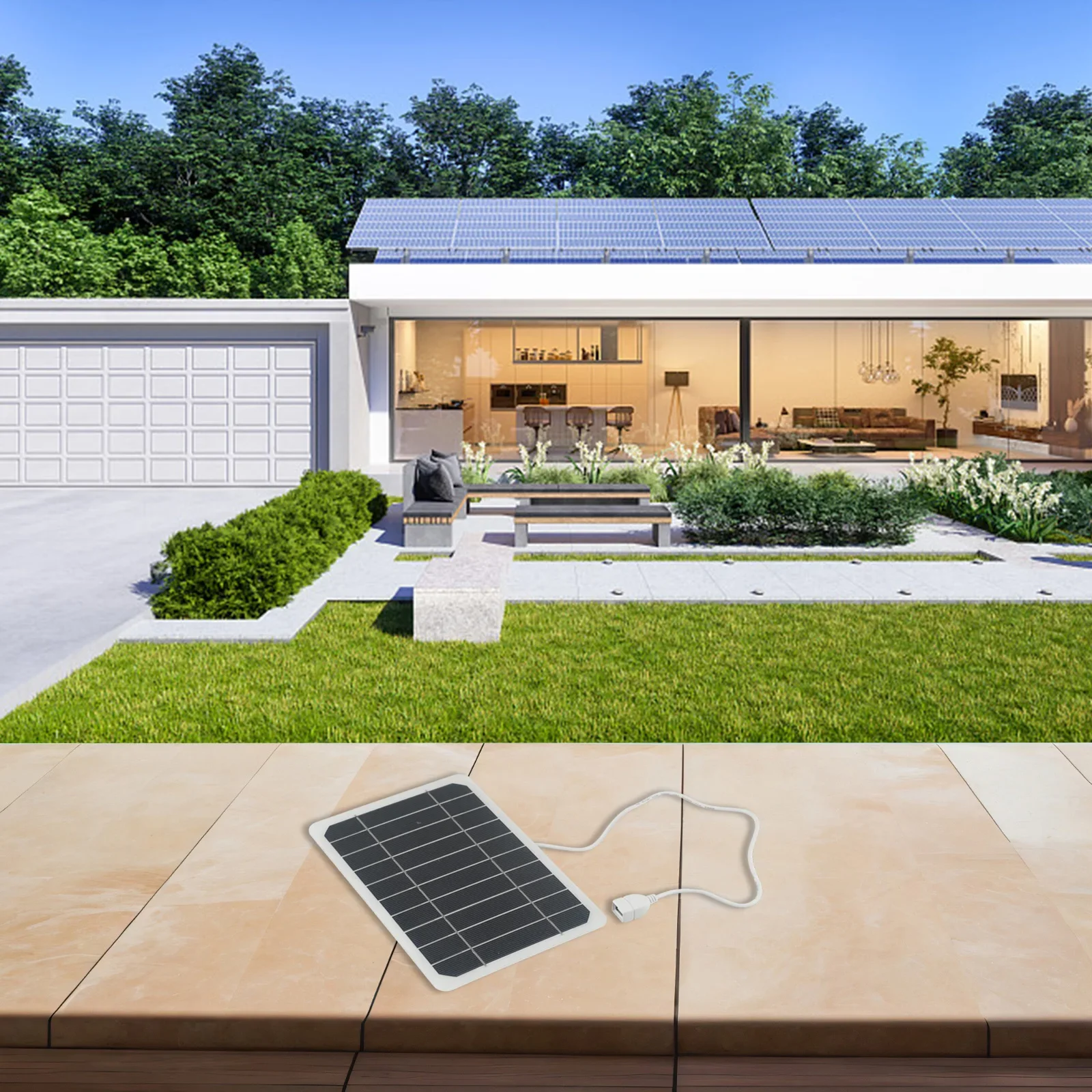 Areas Without Electricity Portable Solar Charger 5V 10W Solar Panel Compact Design High Efficiency Monocrystalline Silicon