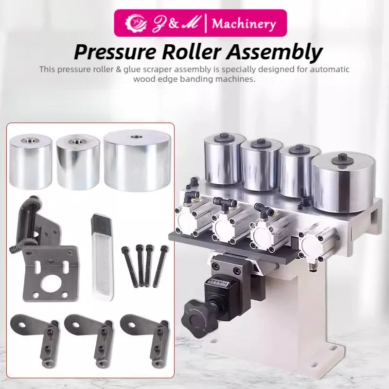 Pressure Roller Assembly with Glue Scraper for Edge Bander Edge Banding Bonding Whell Woodworking Machinery Parts