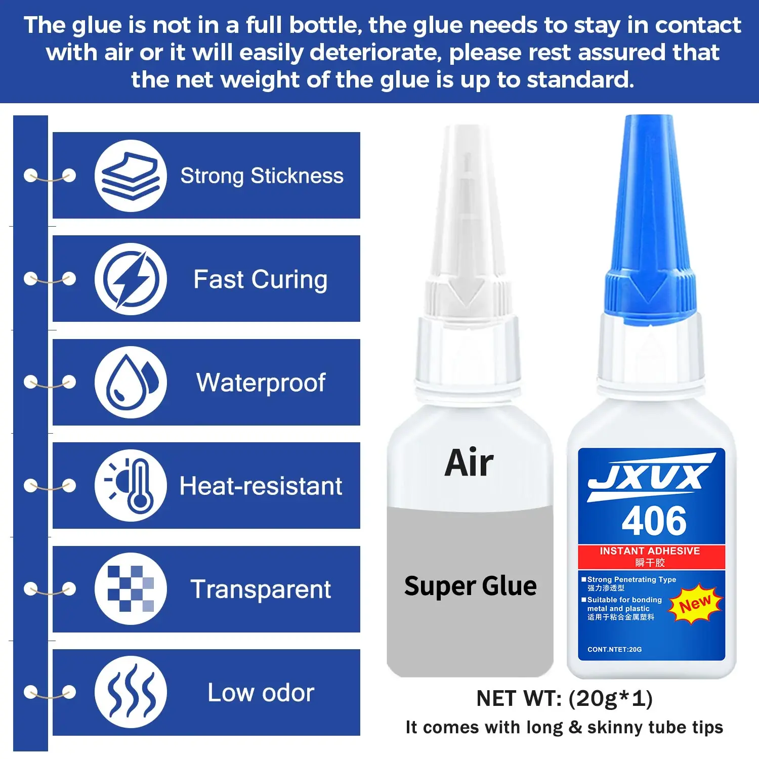 406 غراء سائل فائق القوة للمعادن، 20 جرام غراء CA شفاف سريع التصلب للفولاذ المقاوم للصدأ والألومنيوم، للأعمال اليدوية والإصلاحات، غراء سيانو أكريليت احترافي دائم متعدد الاستخدامات سريع الجفاف وعالي القوة. #6