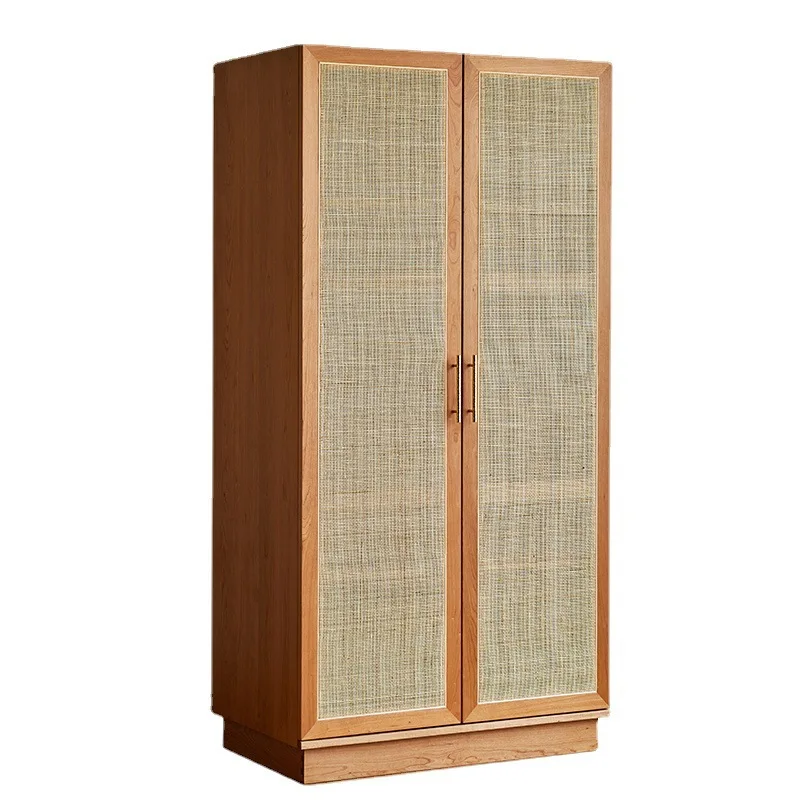 

Customizable solid wood wardrobe cherry wood, Nordic modern simple bedroom light luxury storage