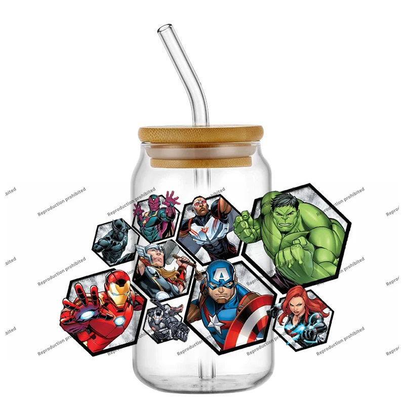 

Super Hero Birthday Customized Gift UV DTF Cup Mug Wraps Car Sticker Mario DIY Deca For 16oz Libbey Glass Creative Cup Label