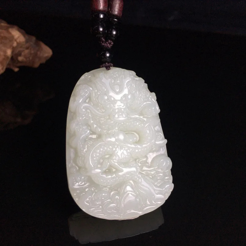 Hetian Jade Double-Sided Antique Pendant Prosperous Business And Wealth
